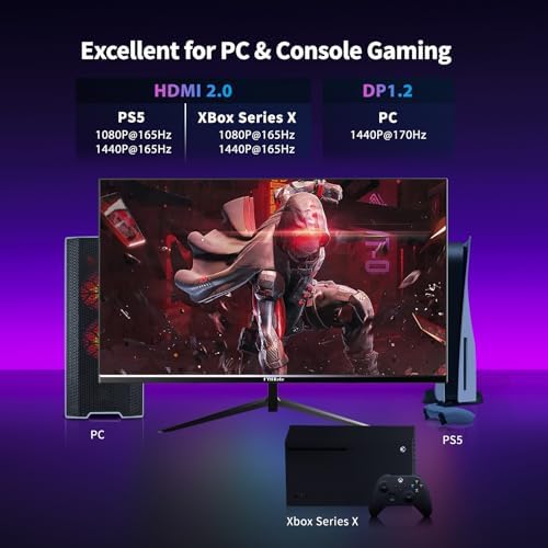 Gaming Monitor, 27 Inch 1440P 170Hz PC Monitor, 2K QHD 1ms Fast IPS Computer Monitor, HDMI/USB C/DP Vertical Monitor for Office and HOM, Eye Care, VESA Mount, Black - Image 5
