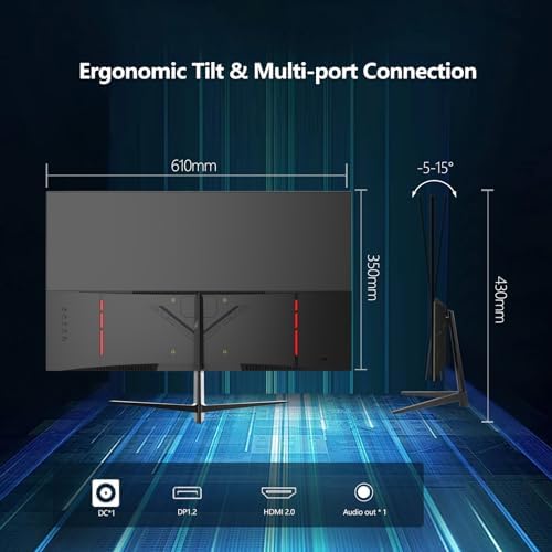 Gaming Monitor, 27 Inch 1440P 170Hz PC Monitor, 2K QHD 1ms Fast IPS Computer Monitor, HDMI/USB C/DP Vertical Monitor for Office and HOM, Eye Care, VESA Mount, Black - Image 6