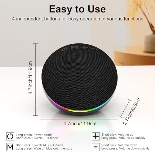 SOULION C10 Bluetooth Computer Speakers with 4 Modes Colorful LED Light, USB Powered 3.5mm Aux Mini PC Speakers with Switch Button, Crystal Sound Portable Soundbar for Desktop Laptop Monitor Black - Image 3