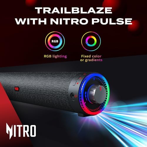 acer Nitro 2.0 Bluetooth USB Computer Speakers Gaming Soundbar for Laptop Desktop Monitor Tablet Phone via USB/USB-C on PC Mac & Android, Nitro Pulse RGB Lights, 3.5mm Audio, Xbox PS5 - Image 4