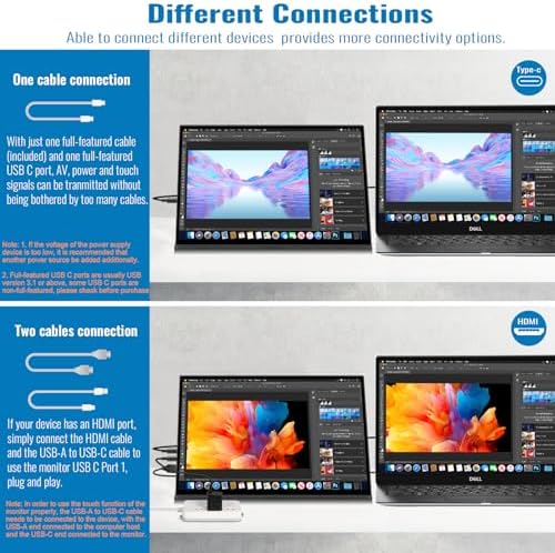 Touchscreen Portable Monitor 16 Inch HD 1920x1200P Touch Screen USBC Monitor IPS Display, 300cd/m², External Portable Monitor for PC Laptop Phones Computer Ras Pi, Built-in Kickstand - Image 6