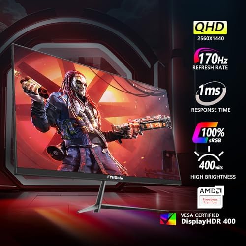 Gaming Monitor, 27 Inch 1440P 170Hz PC Monitor, 2K QHD 1ms Fast IPS Computer Monitor, HDMI/USB C/DP Vertical Monitor for Office and HOM, Eye Care, VESA Mount, Black - Image 3