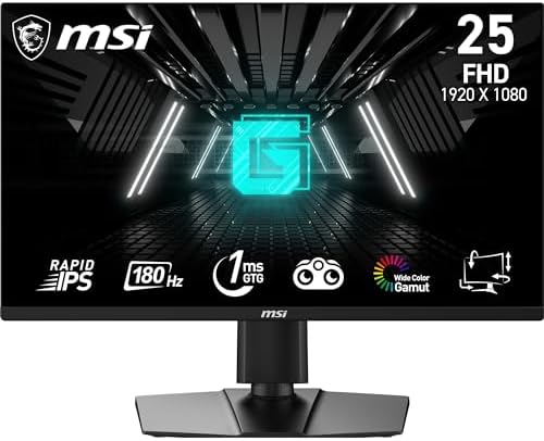 MSI FHD Rapid IPS Gaming Free Sync 1ms 1920 x 1080 180Hz Refresh Rate 25" Gaming Monitor (Optix G255PF E2)