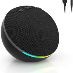 SOULION C10 Bluetooth Computer Speakers with 4 Modes Colorful LED Light, USB Powered 3.5mm Aux Mini PC Speakers with Switch Button, Crystal Sound Portable Soundbar for Desktop Laptop Monitor Black