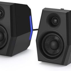 SW209 3" 36W Computer Gaming PC Speakers – Built-in 24bit DAC Dynamic 3D Surround Sound – Bluetooth USB 3.5mm Aux Inputs - Three EQ Sound Mode - 2.0 RGB Lights Multimedia Speakers (Pair, Black)