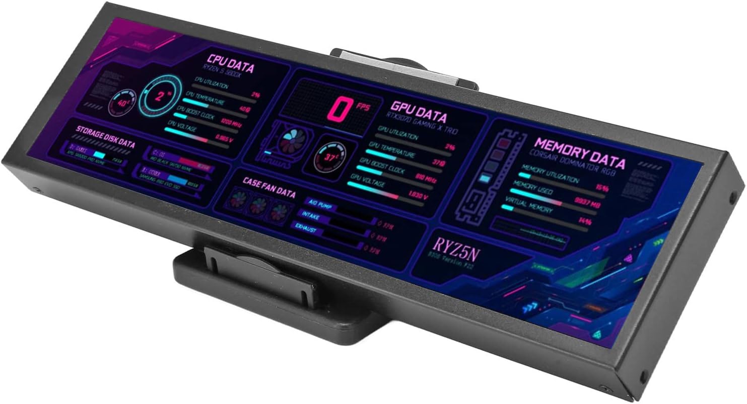 Computer Temp Monitor, 8.8 Inch IPS USB C Mini Screen, AIDA64 PC Temperature Display, CPU GPU SSD Data Monitor, PC Sensor Panel for Desktop Gaming (Black) - Image 6