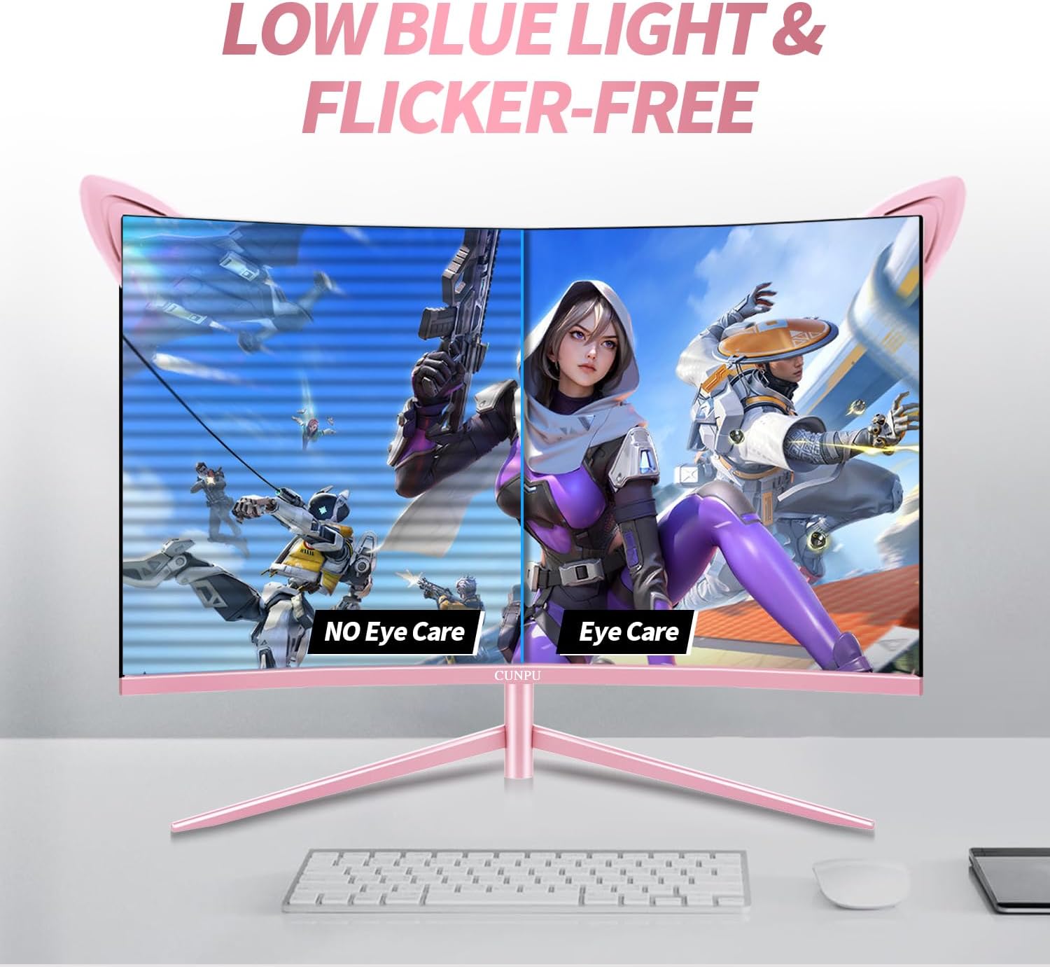 Pink Computer Monitor, 27 inch 1080p 165Hz (Supports 144Hz) Kawaii Gaming Monitor, VA Panel 1500R Curved PC Monitor, AMD Free-Sync, Built-in Speaker, Tilt Adjustment, HDMI, DisplayPort, R27FP - Image 7