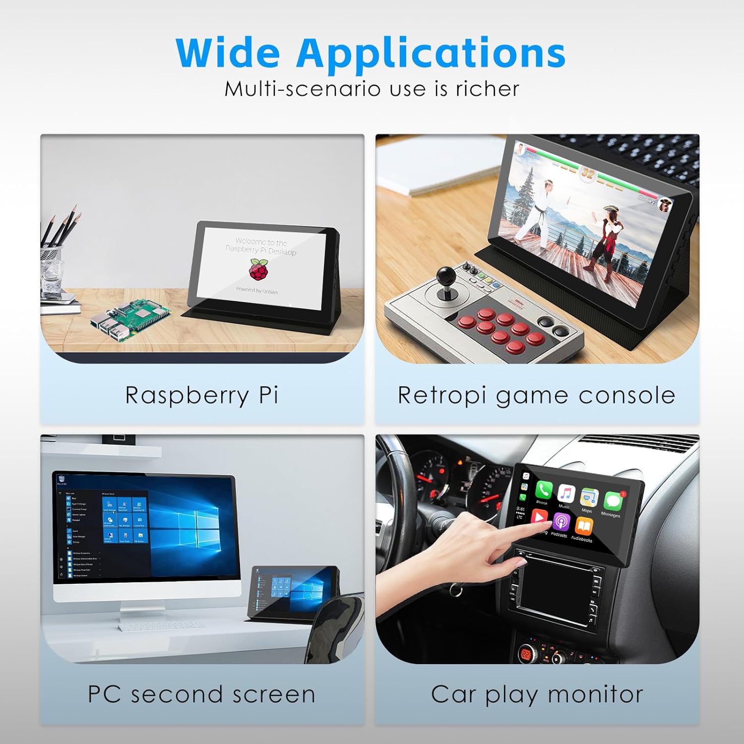 7inch Touch Screen Mini Computer Monitor for Raspberry Pi, Portable IPS Monitor HDMI 1024 * 600 Touchscreen with Speakers, Second Monitor for Gaming Consoles/PC/Camera/Win OS - Image 4