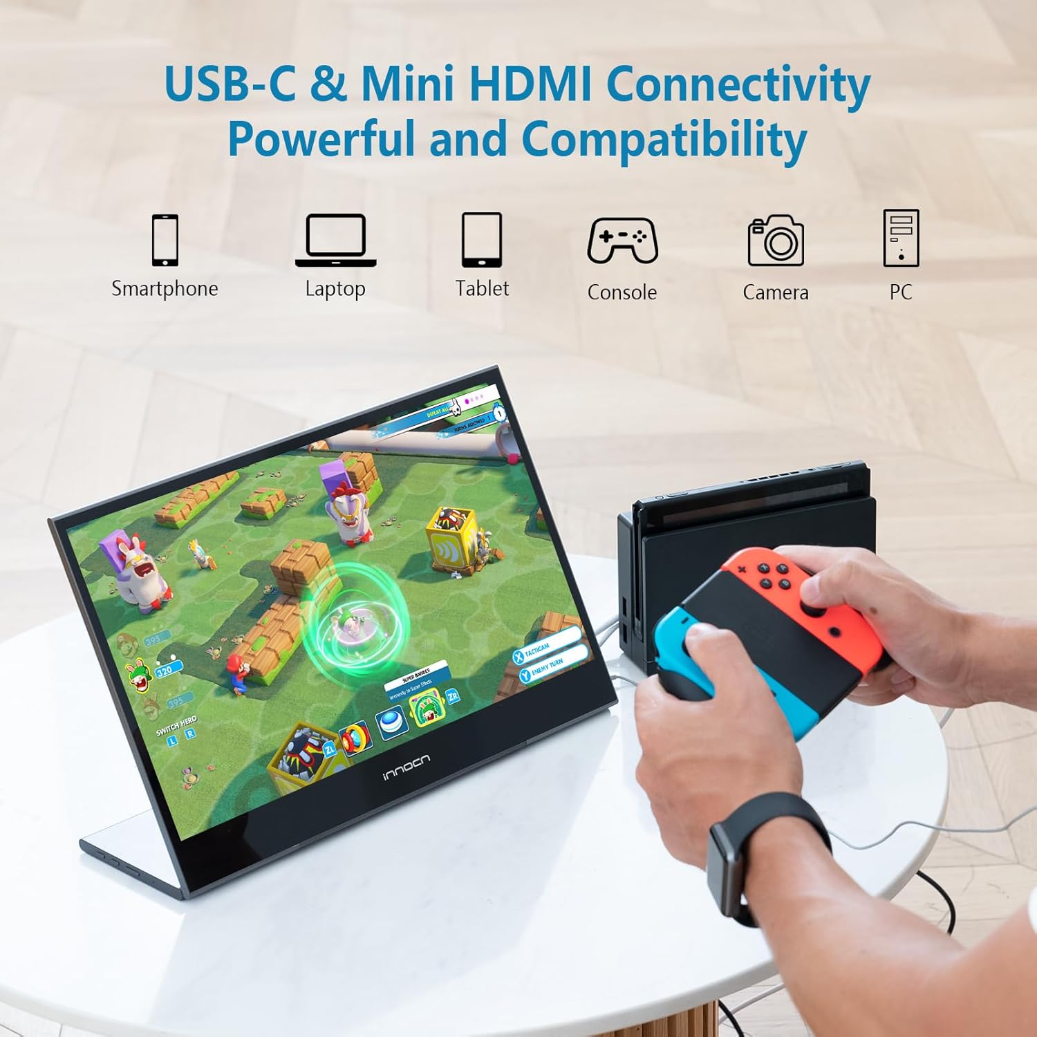 INNOCN 15.6" Portable Monitor for Laptop USB C External Second Screen with Foldable Stand, Ultra Slim Travel Second Monitor for Laptop MacBook Phone PS4 Switch Xbox Mini PC - Image 5