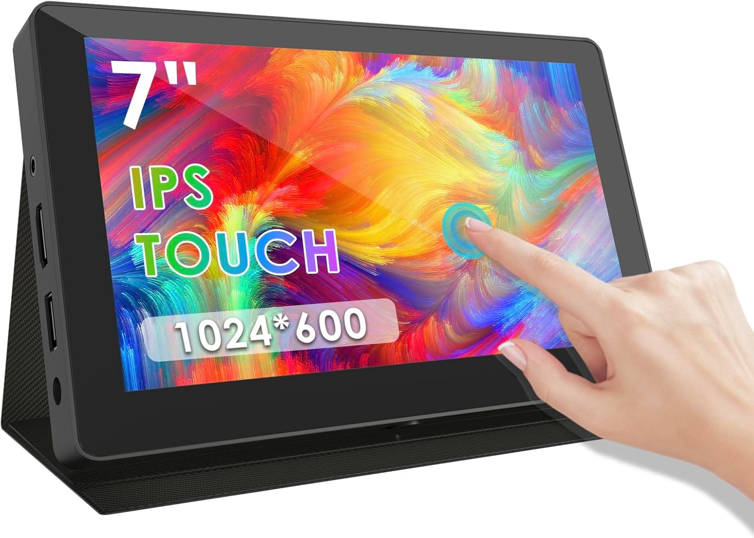 7inch Touch Screen Mini Computer Monitor for Raspberry Pi, Portable IPS Monitor HDMI 1024 * 600 Touchscreen with Speakers, Second Monitor for Gaming Consoles/PC/Camera/Win OS
