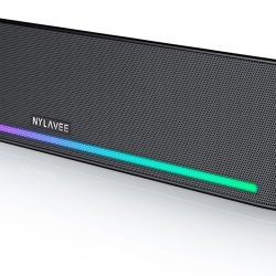 Computer Speakers, Hi-Fi Sound Quality Computer Sound Bar, Bluetooth 5.0 & 3.5mm Wired PC Speakers with 4 Dynamic Lighting Modes, USB Powered Speakers for PC, Desktop, Laptops, Phones, Monitors, Xbox