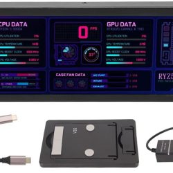 Computer Temp Monitor, 8.8 Inch IPS USB C Mini Screen, AIDA64 PC Temperature Display, CPU GPU SSD Data Monitor, PC Sensor Panel for Desktop Gaming (Black)