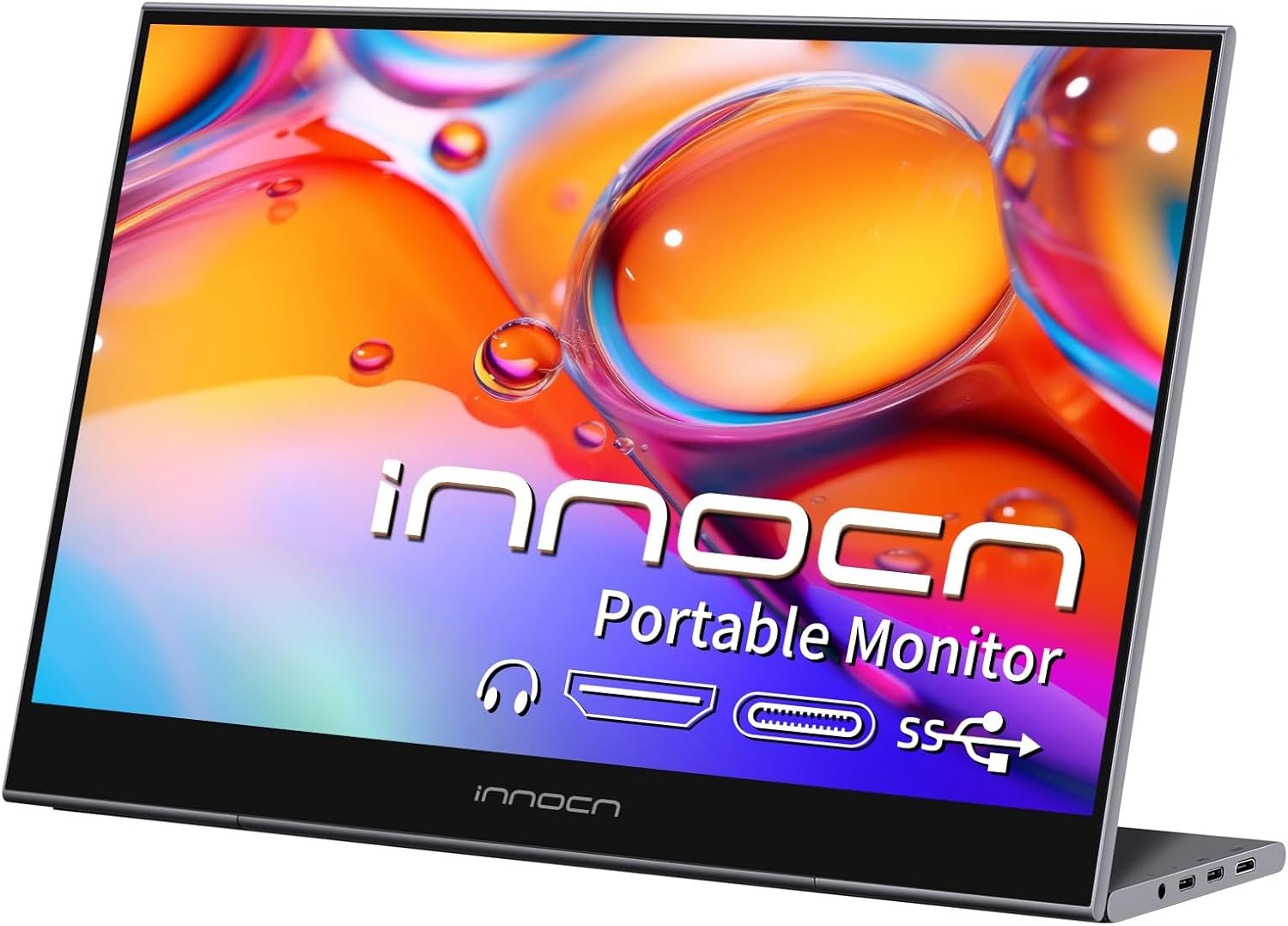 INNOCN 15.6" Portable Monitor for Laptop USB C External Second Screen with Foldable Stand, Ultra Slim Travel Second Monitor for Laptop MacBook Phone PS4 Switch Xbox Mini PC