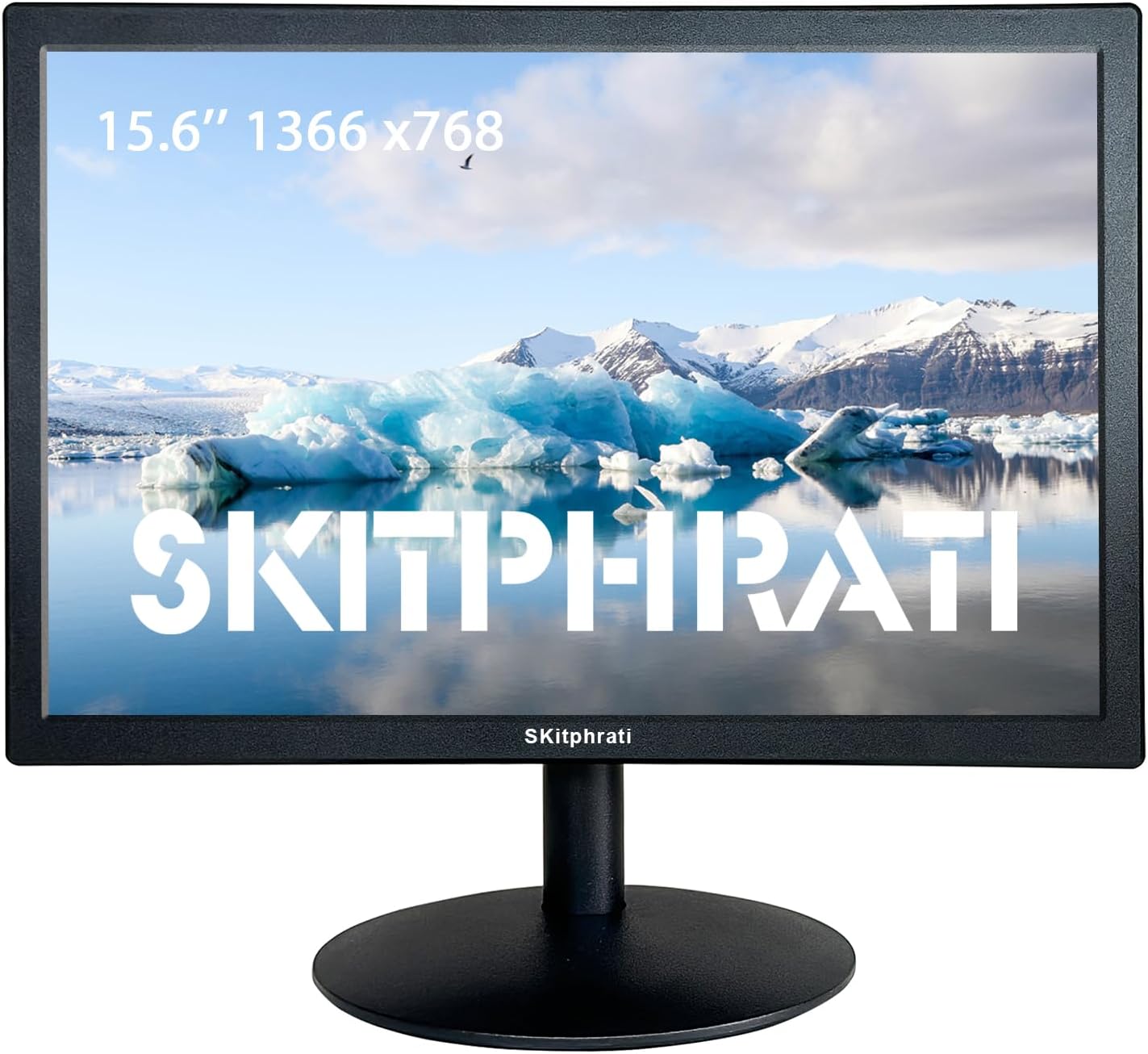 15.6 Inch PC Monitor, FHD 1366x768 Desktop Display with HDMI VGA Ports, VESA Mounting, LED Monitor for PC, Laptop and Computer, Black