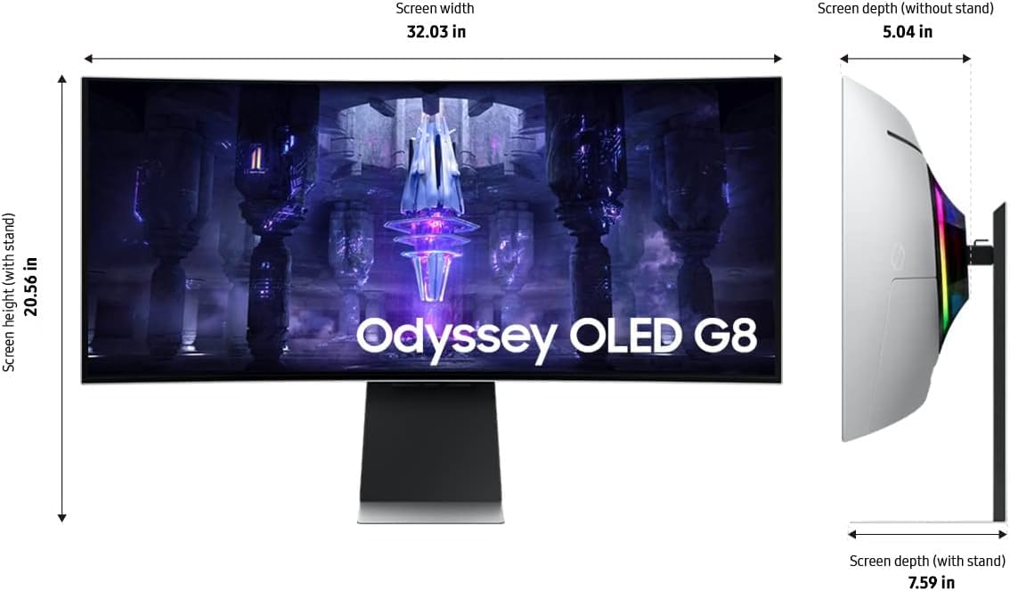 SAMSUNG 34" Odyssey G85SB Series QD-OLED Ultra WQHD Curved Gaming Monitor, 175Hz, 0.03ms, DisplayHDR True Black 400, AMD FreeSync Premium Pro, Advanced Game Streaming, LS34BG850SNXZA, 2023 - Image 4