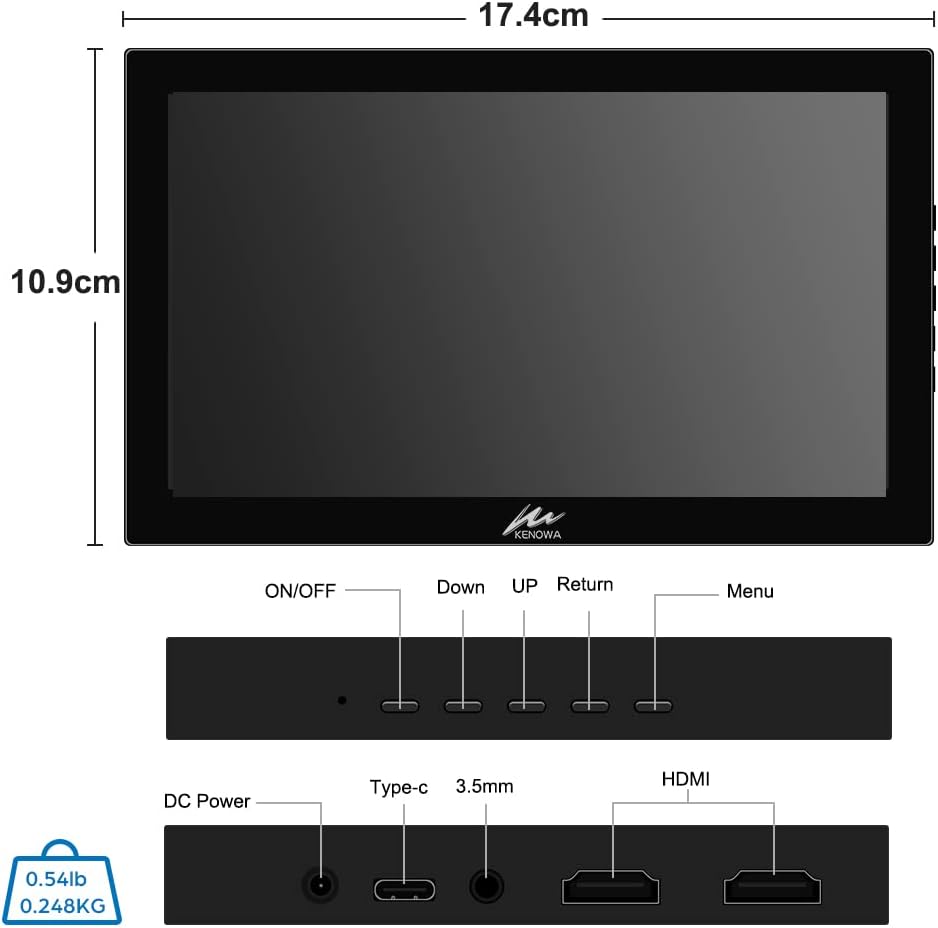Kenowa 7 Inch Touchscreen Portable Monitor HD 1024x600 Small Monitor Dual HDMI Port Mini Monitor for Raspberry Pi Laptop PC Phone Xbox PS4/5 Switch Built-in Speakers - Image 6