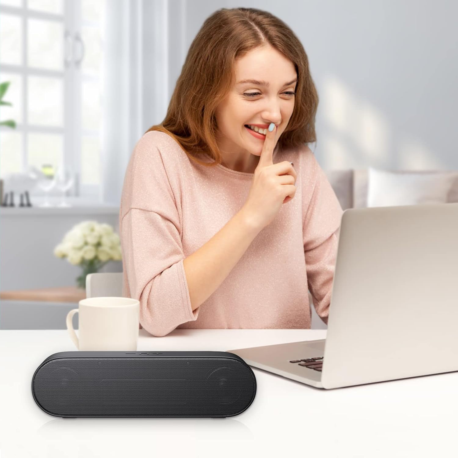 Computer Speakers, Wired Single USB-Powered Sound-bar with Dual 5W Stereo Sound for PC Desktop Monitor, Plug-n-Play (USB-C to USB Adapter Included) - Image 7