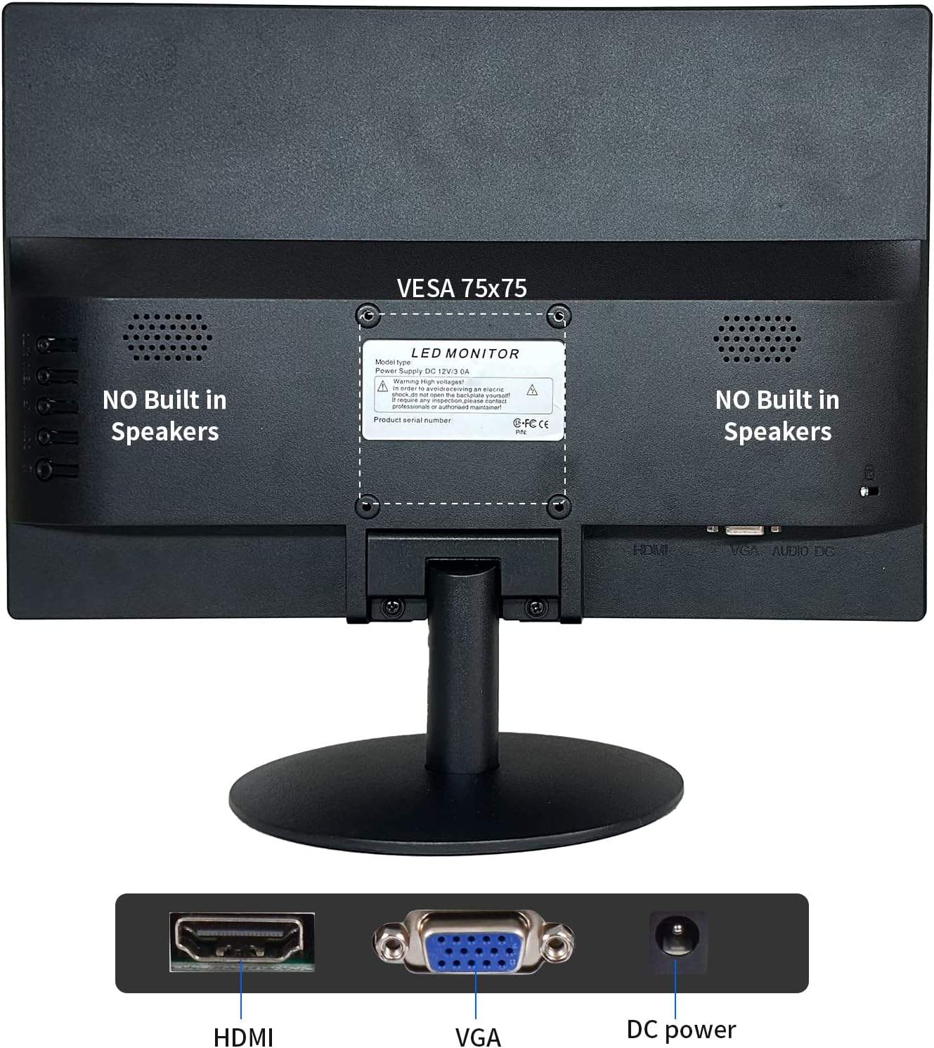 15.6 Inch PC Monitor, FHD 1366x768 Desktop Display with HDMI VGA Ports, VESA Mounting, LED Monitor for PC, Laptop and Computer, Black - Image 7
