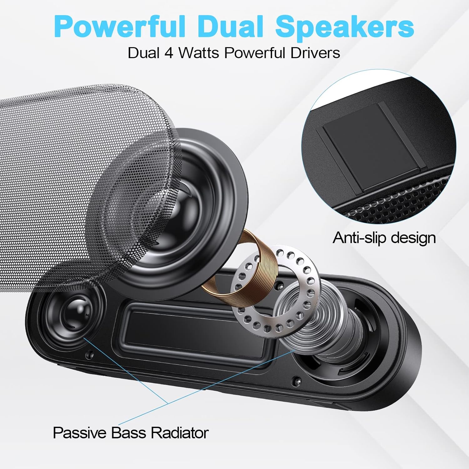 Computer Speakers, Wired Single USB-Powered Sound-bar with Dual 5W Stereo Sound for PC Desktop Monitor, Plug-n-Play (USB-C to USB Adapter Included) - Image 4