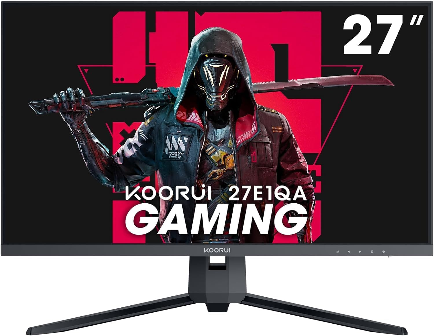 KOORUI 27-inch Gaming Monitor 144Hz QHD(2560 x 1440p) 2K, 1ms, HDR10, DCI-P3 90% Color Gamut, Adaptive G-Sync, FreeSync Premium, HDMI x 2, DisplayPort, Vesa/Wall Mount, Black