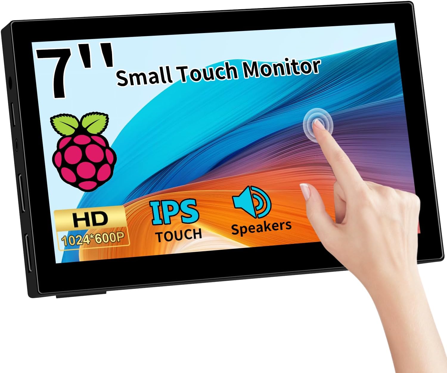 Kenowa 7 Inch Touchscreen Portable Monitor HD 1024x600 Small Monitor Dual HDMI Port Mini Monitor for Raspberry Pi Laptop PC Phone Xbox PS4/5 Switch Built-in Speakers