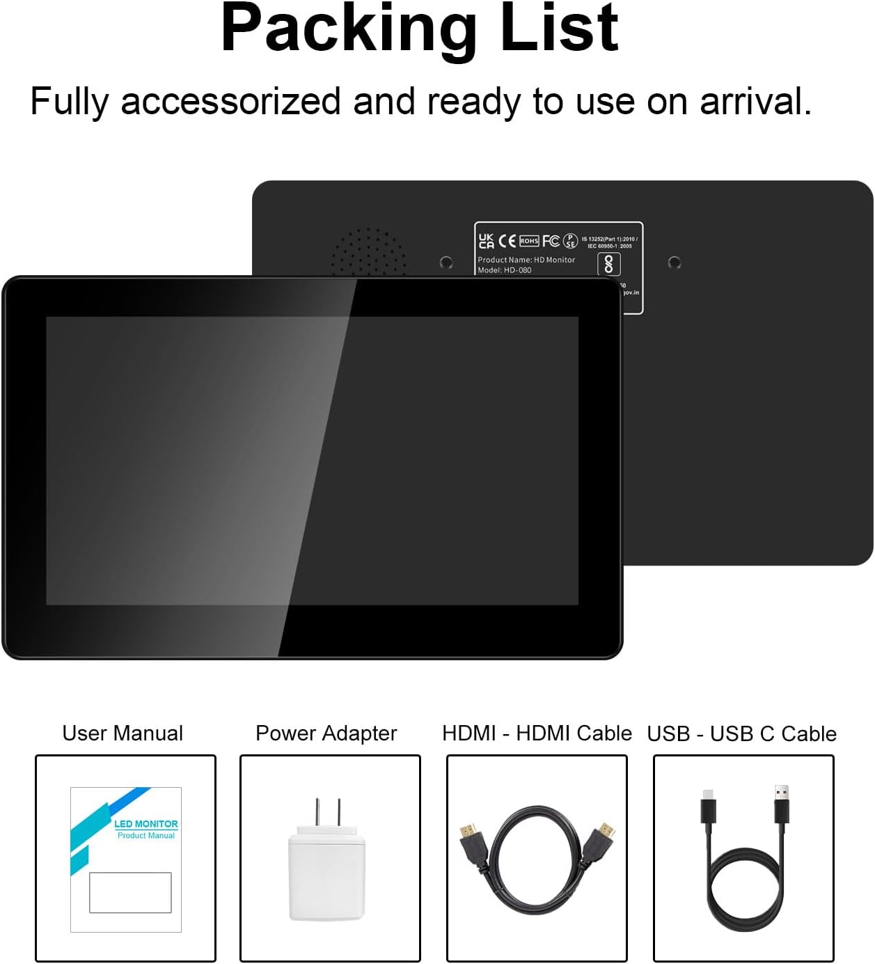 8 Inch Touchscreen Mini Monitor HD 800x480 Small Monitor LCD Display for PC Laptop Ras Pi, with HDMI Ports, Built-in Speakers and Stand - Image 7