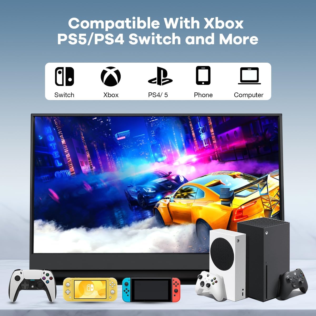 15.6'' 1080P IPS Portable Monitor HDR Display USB-C HDMI for Laptop PC Phone Mac Xbox PS4 - Image 5