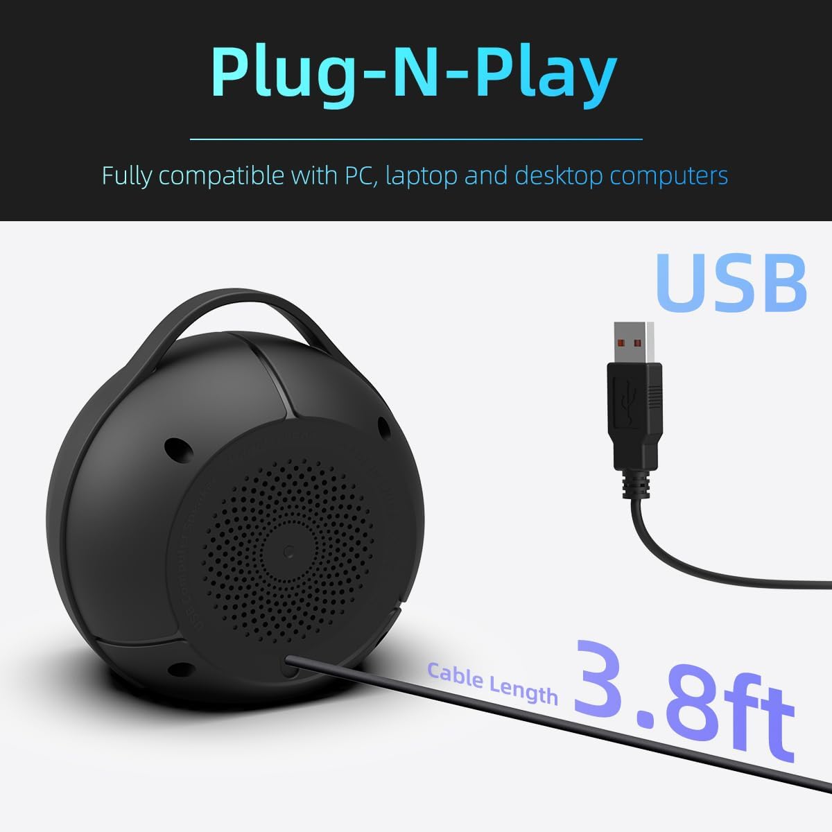 USB Computer Speakers for Desktop PC | Portable Plug-N-Play Laptop Speakers with Dynamic RGB Light, Ultra-Clear Sound, Loud Volume, Deep Bass, Touch Control, Compatible with Windows, macOS, ChromeOS - Image 5