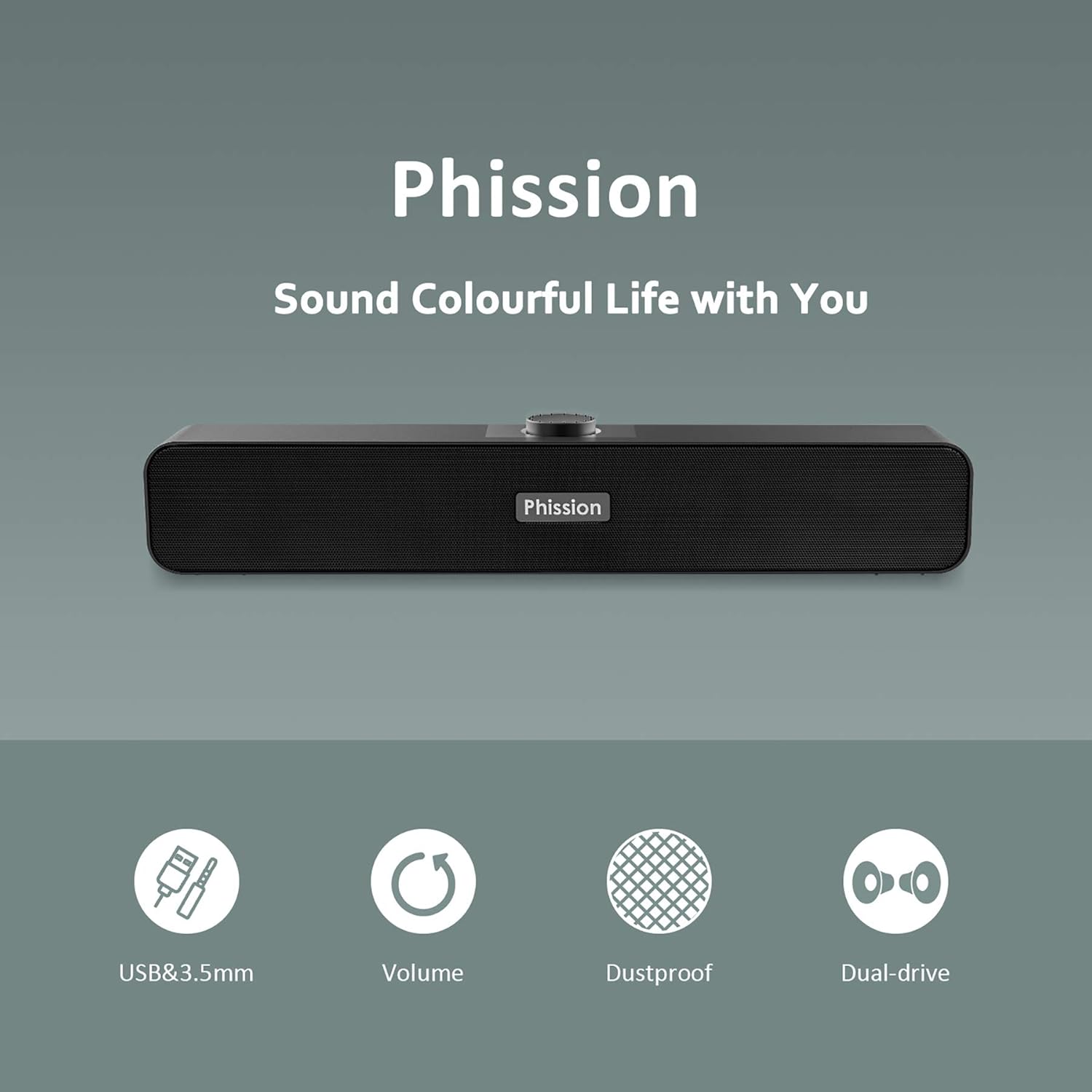 Computer Speakers with 3.5 mm Aux, Small PC Speakers Powered by USB, Wired USB Desktop Speaker, USB Soundbar for Monitor, Mini Stereo Speaker for PC, Tablets, Laptop, Tablets, Xbox, Plug and Play - Image 2