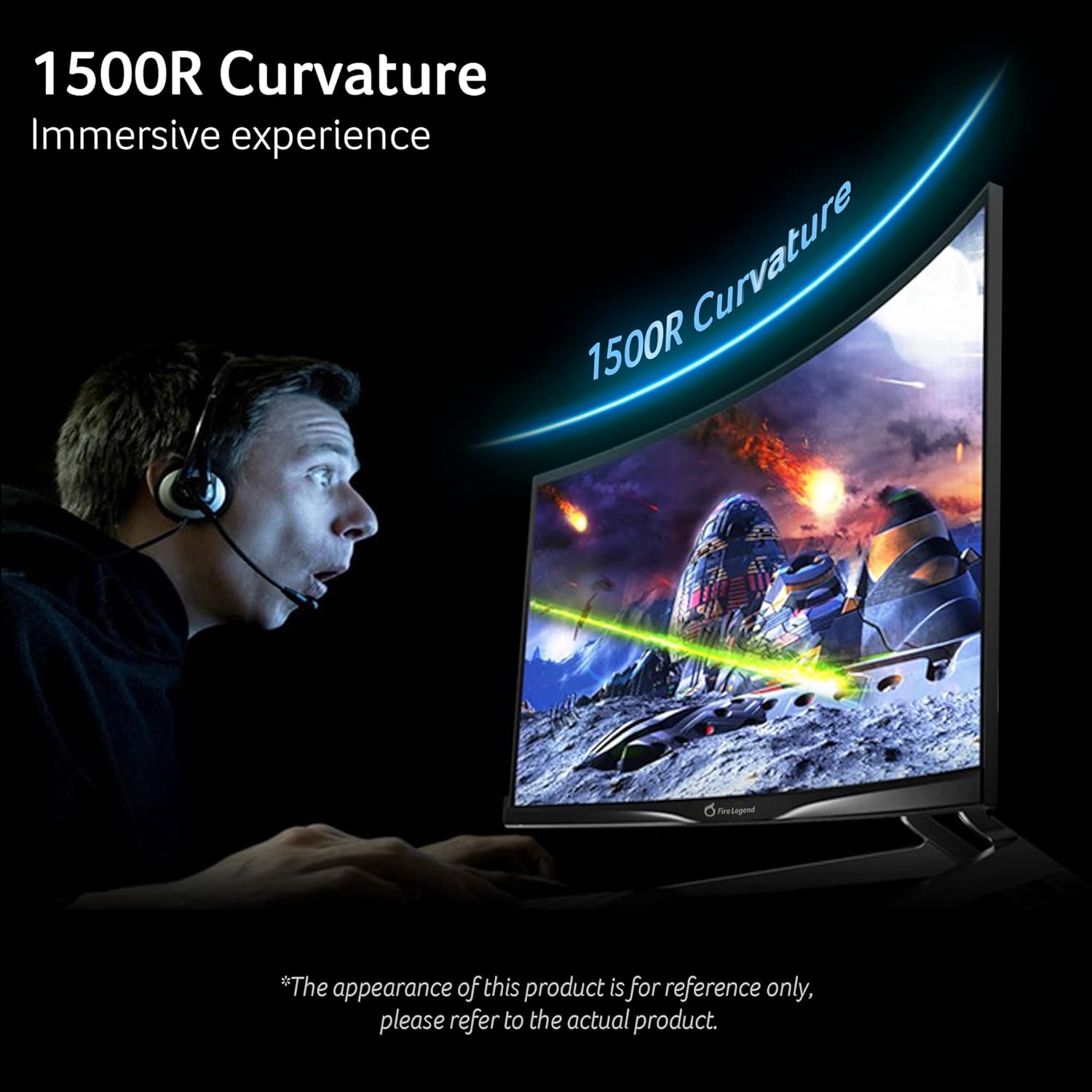 AOPEN by Acer 32HC5QR S3biipx 31.5" Full HD 1920 x 1080 16:9 Curved Gaming Monitor | AMD FreeSync Premium | 180Hz | 1ms TVR | Adjustable Tilt | VESA Mountable | 1 x Display Port 1.4 & 2 x HDMI 2.0 - Image 3