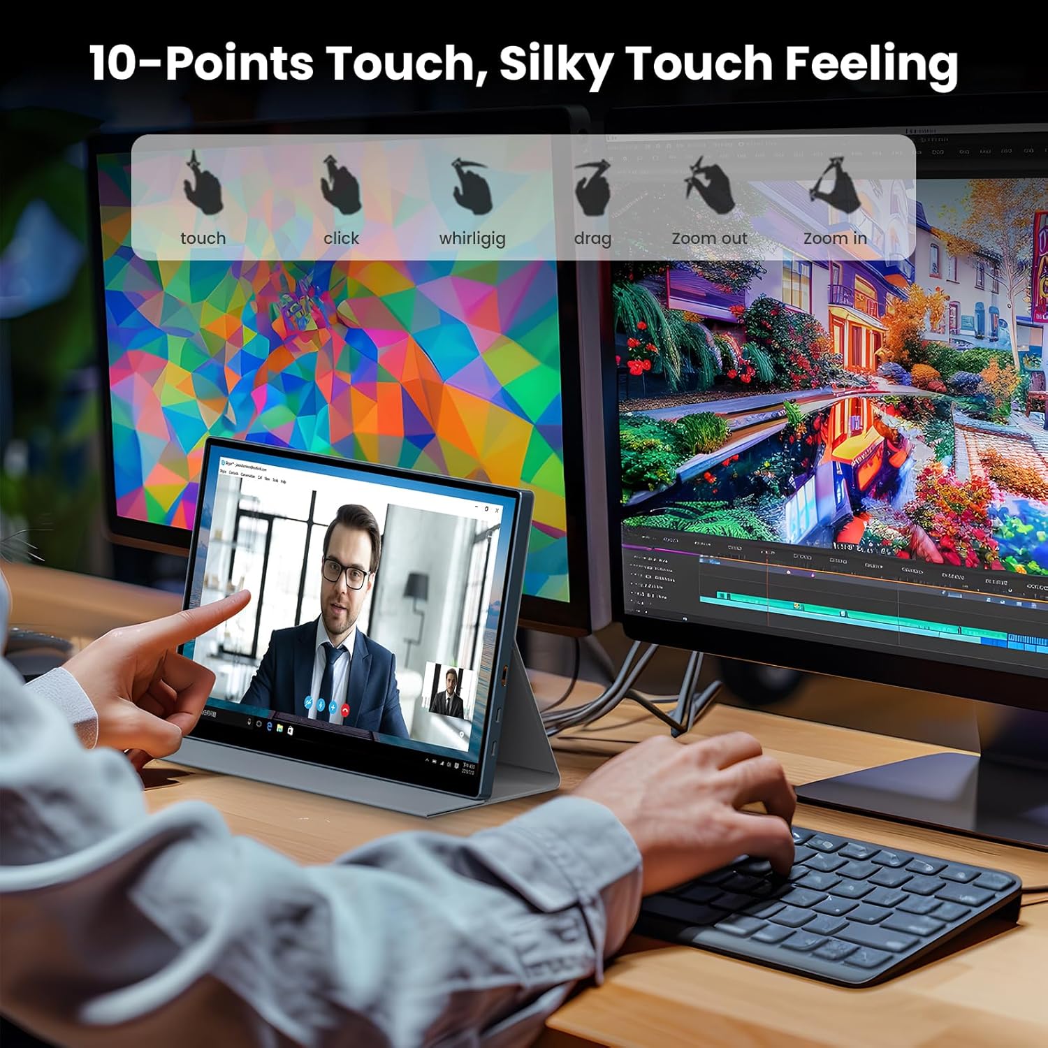 Eyoyo Portable Touchscreen Monitor, 10.5 inch 1920x1280P IPS 10-Point Capacitive Touchscreen HD Display, Small 10 inch USB-C Monitor Compatible with PC Laptop Smartphone Xbox Switch PS4/5 - Image 4