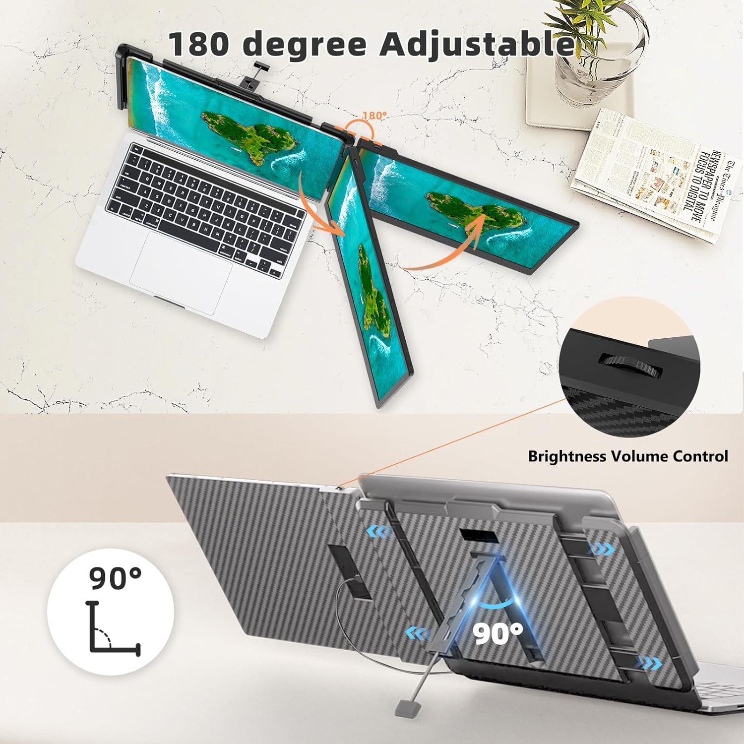 Laptop Monitor Extender, Portable Monitor for Laptop, Screen Extender Portable16:9, HDMI/Type-C Plug and Play Display Screen Extender Monitor 1080P for Tablet Laptops PC/Mac/Phone - Image 3