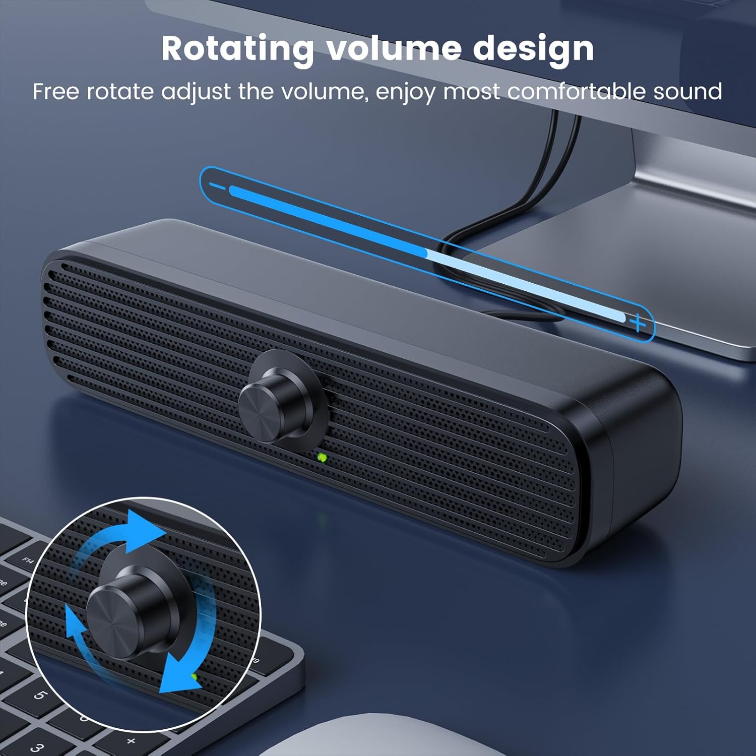ST-18 Computer Speakers,Basics Mini Speakers for Desktop/Laptop,USB-Powered 3.5mm Aux Computer Soundbar with Volume Control,Plug-N-Play - Image 4