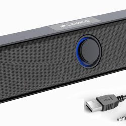LENRUE Computer Speaker, 10W PC Speaker for Desktop/Laptop,Sound bar Desktop Speaker with Clear Sound,USB Powered and 3.5 AUX-in,Plug-N-Play (Black)