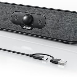 SOULION R200 Bluetooth Computer Speakers, Compact PC Speakers, USB C/USB Plug & Play Desktop Speaker with Colorful LED Lights, Clear Sound PC Soundbar for Computer Desktop Laptop Monitor
