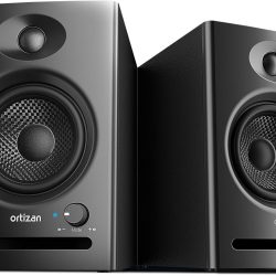 Ortizan C7 Dual-Mode 2.0 Studio Monitors, Active Monitor Speakers for Near Field Music Production, Bluetooth 5.3 Wireless Computer PC Monitor Gaming Bookshelf Speakers(Pair, Black)