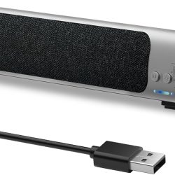 SENZER USB Computer Speakers for Desktop PC and Laptop, Crystal Clear Sound, Rich Bass, Direct Control, Plug-N-Play, Monitor Speakers for PC, Mac, Monitor, Gray