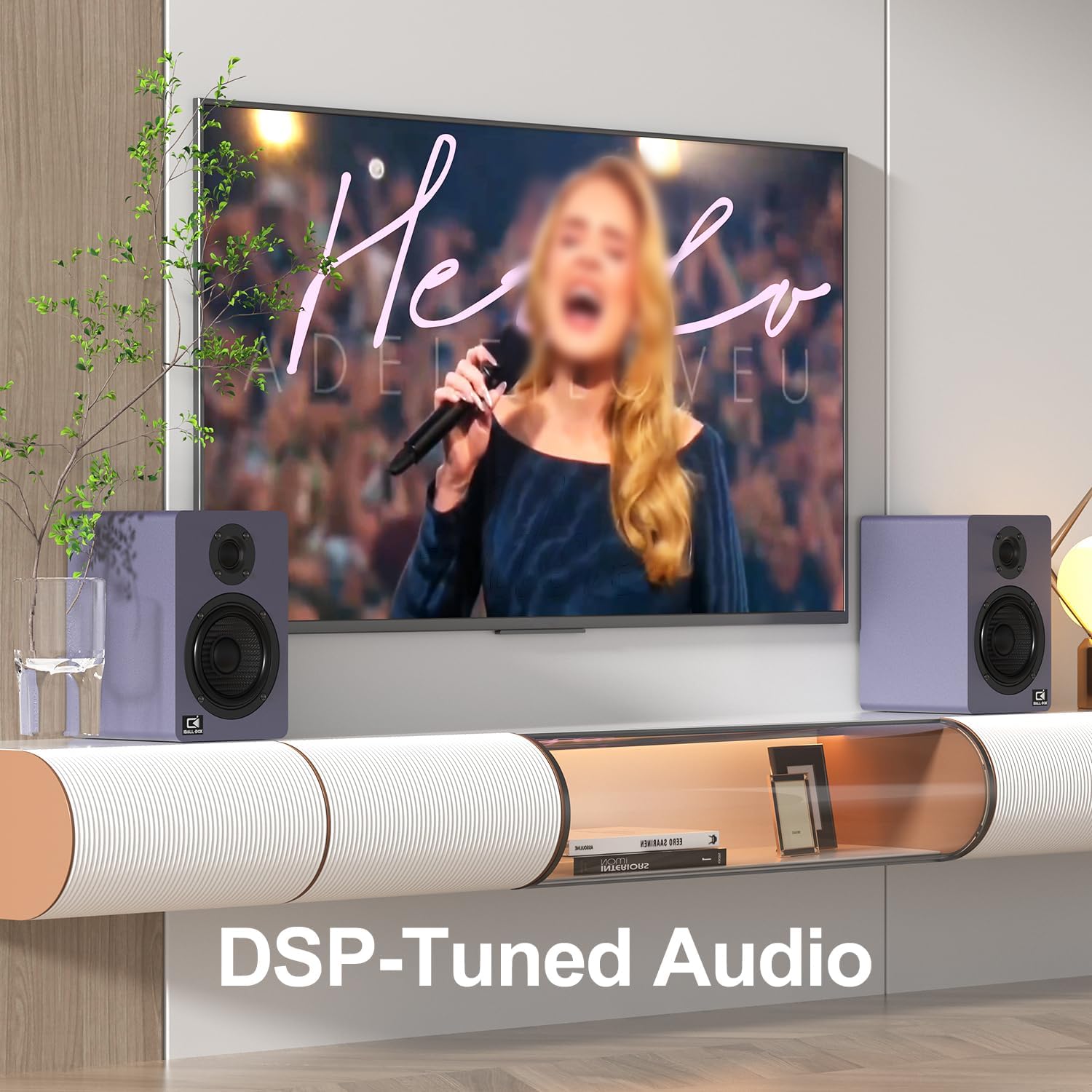60W Computer Speakers for Desktop PC, DSP, Bluetooth 5.3, 24-Bit Optical, USB-C, AUX, Silk-Dome Tweeter, Carbon-Fiber Driver, Desk Speakers for Laptop/Mac/Monitor, Slate Blue - Image 3