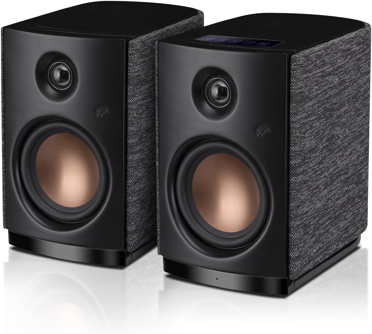 HiVi-Swans OS-10 HiFi Stereo Speakers, Bluetooth 5.0 Active Computer Bookshelf Speakers - 4'' Dynamic Woofer, Powered Desk Speakers 62w RMS with Touch Control for PC/Phone/TV - Black - Image 2