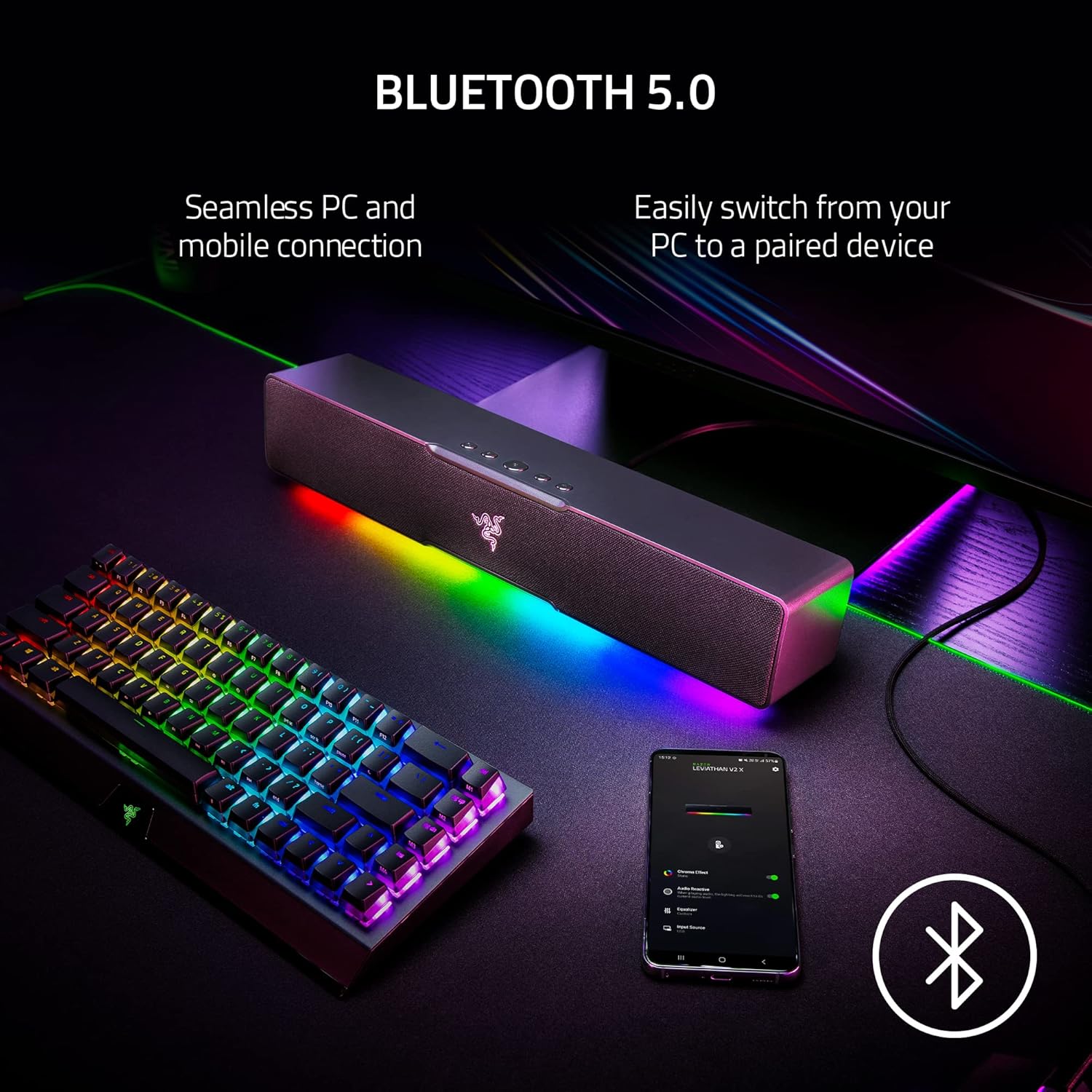 Razer Leviathan V2 X: PC Soundbar with Full-Range Drivers , USB Type C Power and Audio Delivery, Bluetooth 5.0 (Renewed) - Image 5