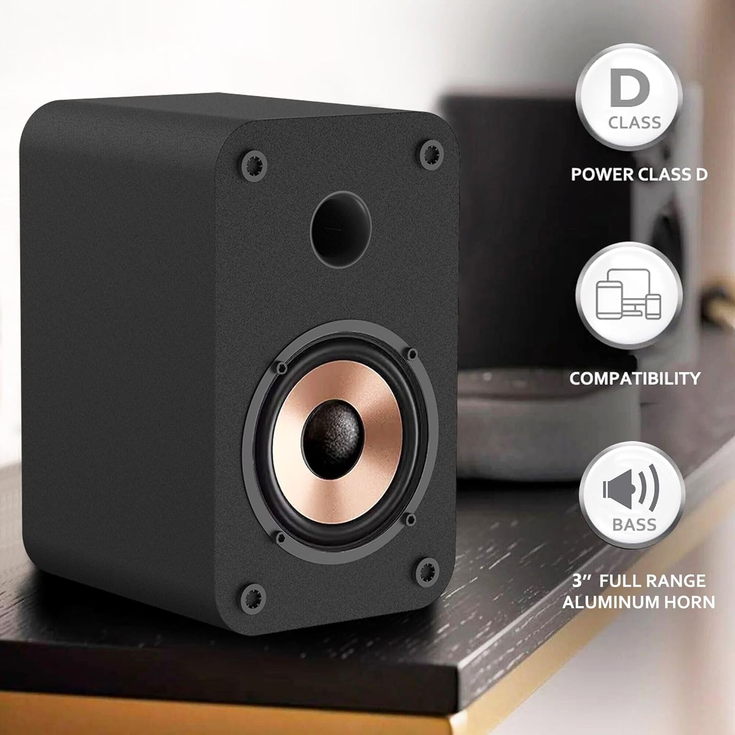 LONPOO Blueooth Computer Speakers for Desktop PC and Laptop, Plug-N-Play, 30W RMS Active Bookshelf Speaker with 3-Inch Full Range Speaker,Support USB Playback,Aux-in and 3.5mm Earphone Port - Image 3
