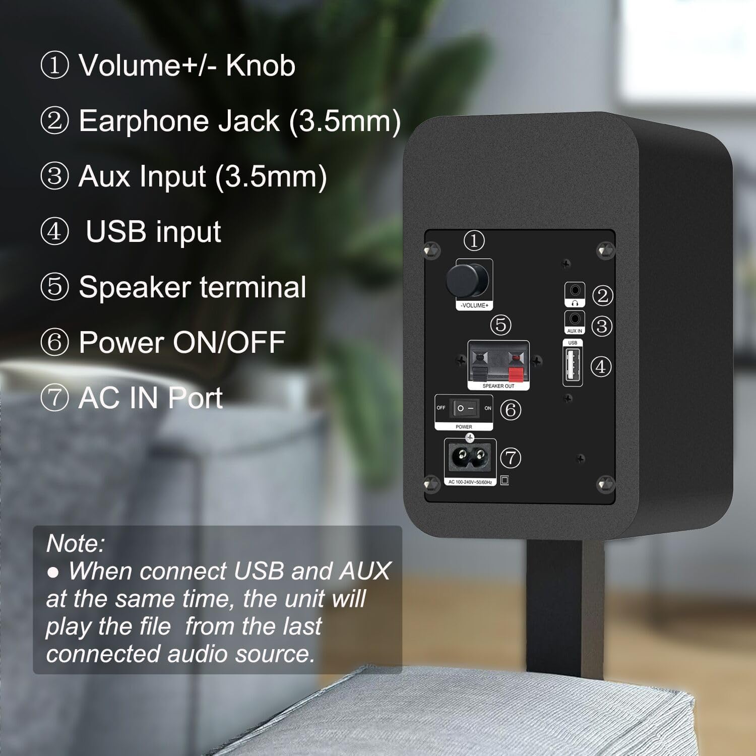 LONPOO Blueooth Computer Speakers for Desktop PC and Laptop, Plug-N-Play, 30W RMS Active Bookshelf Speaker with 3-Inch Full Range Speaker,Support USB Playback,Aux-in and 3.5mm Earphone Port - Image 5