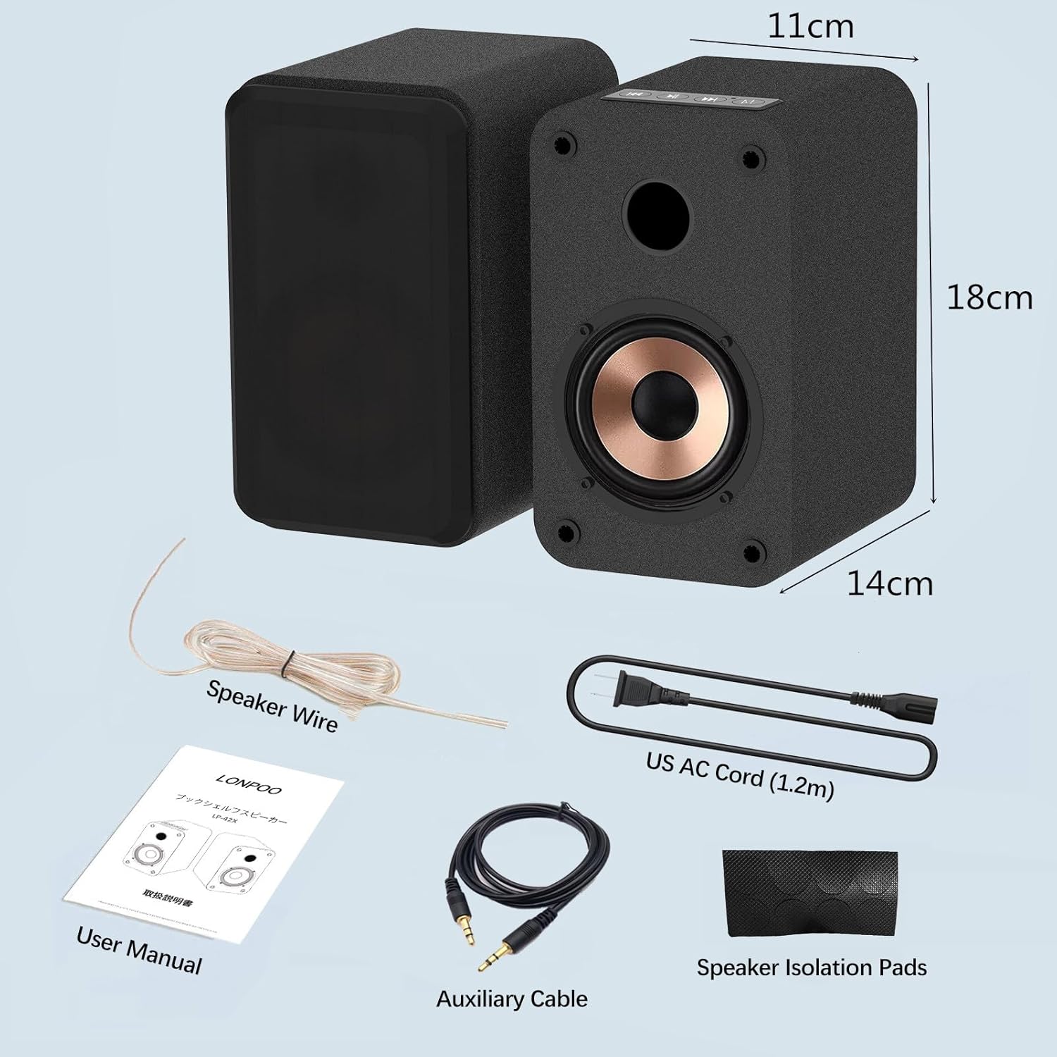 LONPOO Blueooth Computer Speakers for Desktop PC and Laptop, Plug-N-Play, 30W RMS Active Bookshelf Speaker with 3-Inch Full Range Speaker,Support USB Playback,Aux-in and 3.5mm Earphone Port - Image 8
