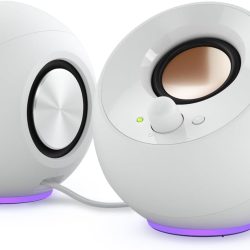 CREATIVE Pebble SE Minimalist 2.0 USB-C Powered PC Speakers with RGB Lighting?, 3.5 mm AUX-in, Up to 4.4W RMS Power for Computers and Laptops (White)