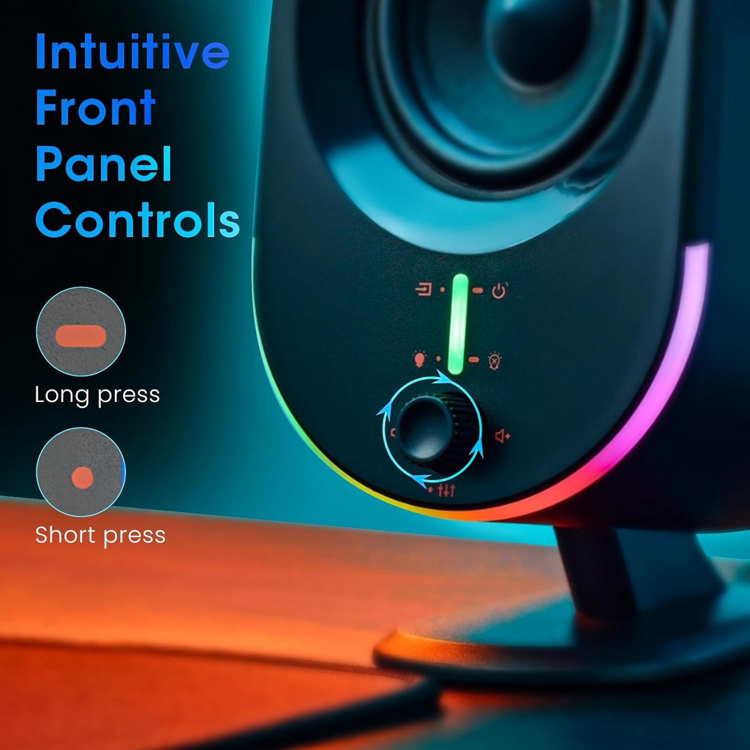 Computer Speakers, littoak Bluetooth PC Speakers, AC Powered Gaming Speaker with 3 EQ Modes, Stereo Speakers with 6 RGB Modes, Aux in, Headphone, USB port Speaker for Laptop/Desktop/TV, 2*15W, 2.0 CH - Image 6