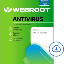 Webroot Antivirus Software 2026 | 3 Device | 1 Year Download for PC/Mac