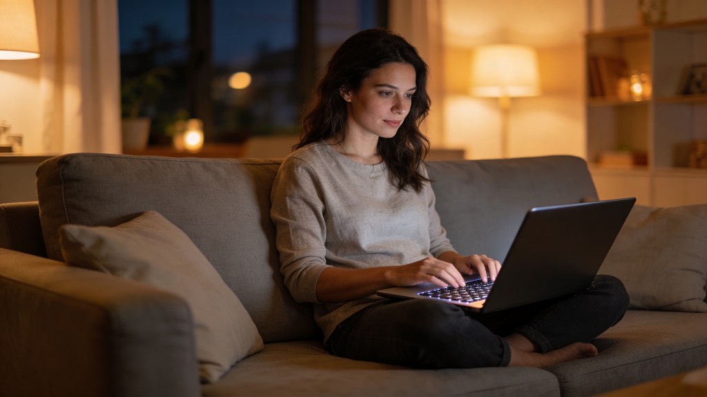Person casually scrolling social media on a smartphone at home