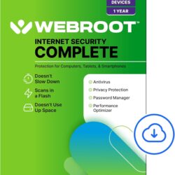 Webroot Internet Security Complete | Antivirus Software 2026 | 5 Device | 1 Year Download for PC/Mac/Chromebook/Android/IOS + Password Manager, Performance Optimizer