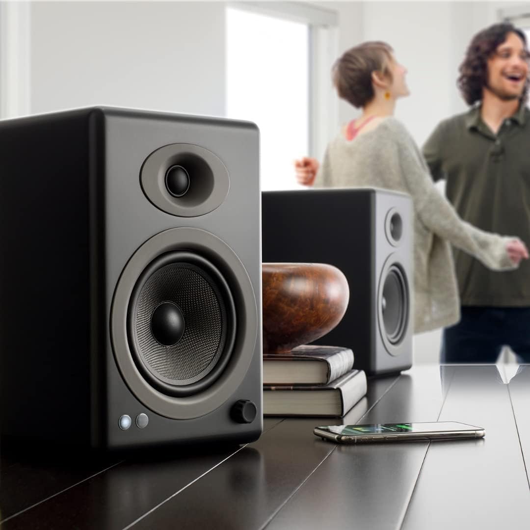 Audioengine A5+ Wired Bookshelf Speakers – Powered Speakers | for Turntables, Vinyl Records, Music Streaming and Home Theater - Black - Image 5