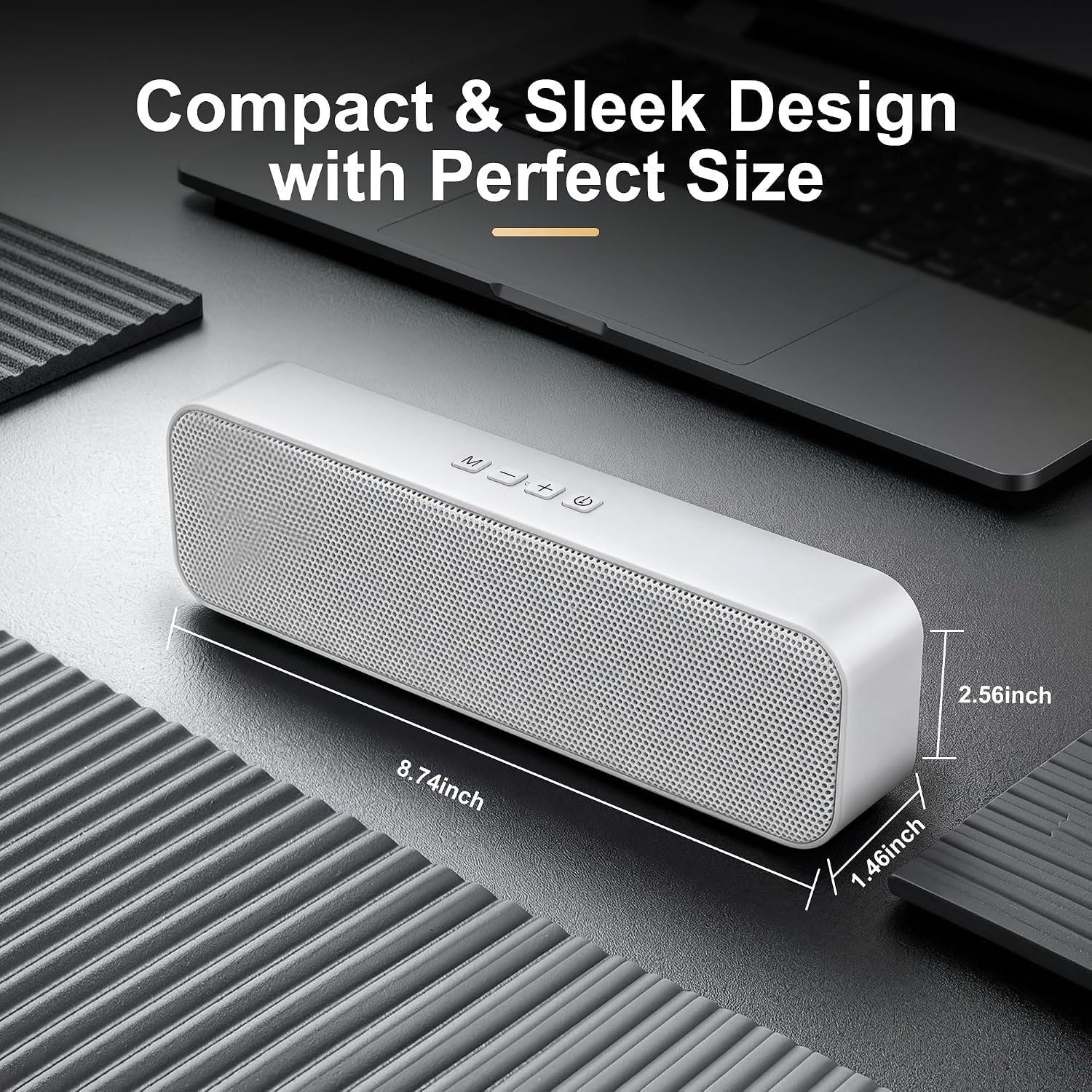 Computer Speakers for Desktop PC,USB Powered & Plug and Play,with Bluetooth 5.3/3.5mm AUX Input,Small Bluetooth Speakers with Stereo Sound Fit Under the Monitor for Office Work, Gaming, Music - Image 3